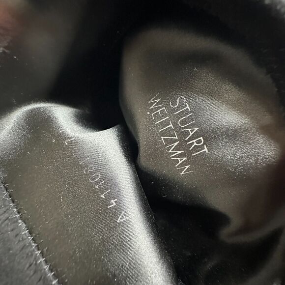 Stuart Weitzman Black Suede Lowland Over-The-Knee Flat Heel Lace up Boots 7 - Picture 10 of 16